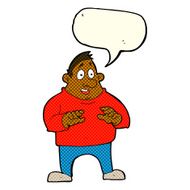 cartoon excited overweight man with speech bubble N6