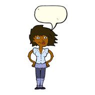cartoon woman with hands on hips speech bubble N124