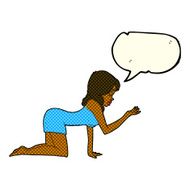 cartoon woman on all fours with speech bubble N11