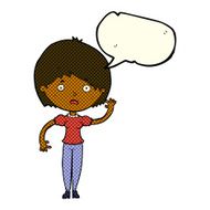 cartoon waving woman with speech bubble N87