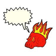 cartoon flaming skull with speech bubble N7