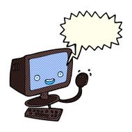 cartoon computer with speech bubble N6