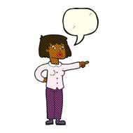 cartoon woman pointing with speech bubble N121