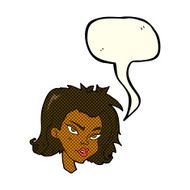 cartoon female face with speech bubble N82