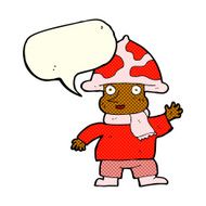 cartoon mushroom man with speech bubble N6