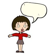 cartoon shocked woman with speech bubble N56