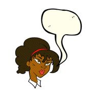cartoon pretty woman with speech bubble N153