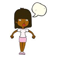 cartoon woman shrugging shoulders with speech bubble N278