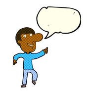 cartoon happy man dancing with speech bubble N22