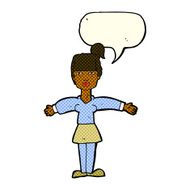 cartoon woman shrugging shoulders with speech bubble N279