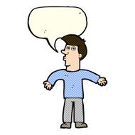 cartoon man shrugging shoulders with speech bubble N24