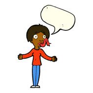 cartoon woman telling lies with speech bubble N6