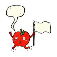 cartoon funny apple with flag speech bubble N5