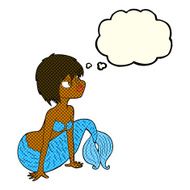 cartoon pretty mermaid with speech bubble N21