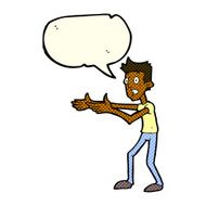 cartoon man desperately explaining with speech bubble N6
