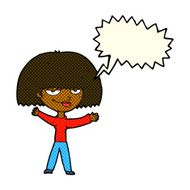 cartoon smug woman with speech bubble N12