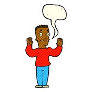 cartoon man surrendering with speech bubble N6