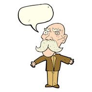 cartoon angry old man with speech bubble N78