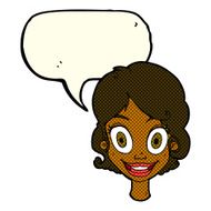 cartoon happy woman with speech bubble N146