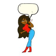cartoon woman raising fist with speech bubble N6