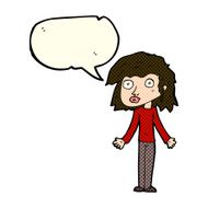 cartoon girl shrugging shoulders with speech bubble N18