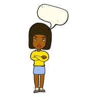 cartoon woman with crossed arms speech bubble N30