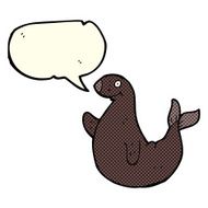 cartoon seal with speech bubble N11