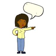 cartoon woman pointing with speech bubble N122