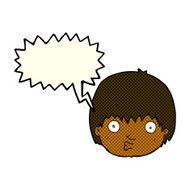 cartoon curious boy with speech bubble N20