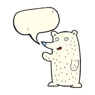 cartoon waving polar bear with speech bubble N32