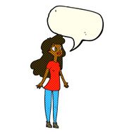 cartoon pretty girl with speech bubble N57
