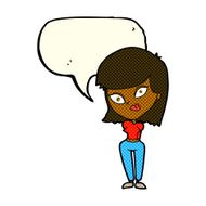 cartoon confused woman with speech bubble N48