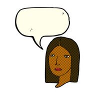 cartoon serious woman with speech bubble N11