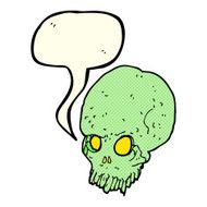 cartoon spooky skull with speech bubble N83
