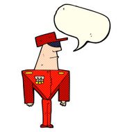 cartoon guard with speech bubble N6