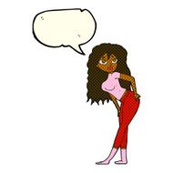 cartoon attractive woman looking surprised with speech bubble N6