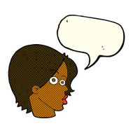 cartoon female face with speech bubble N83