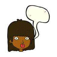cartoon surprised woman with speech bubble N139