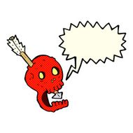 funny cartoon skull and arrow with speech bubble N6