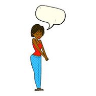cartoon content woman with speech bubble N6
