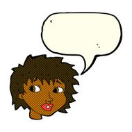 cartoon surprised woman with speech bubble N140