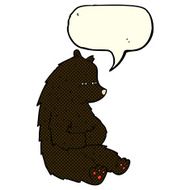 cute cartoon black bear with speech bubble N36