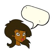 cartoon pretty surprised woman with speech bubble N5