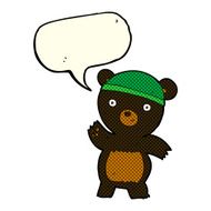 cute cartoon black bear with speech bubble N37