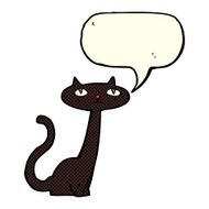cartoon black cat with speech bubble N19