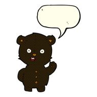 cute cartoon black bear with speech bubble N38