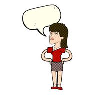 cartoon woman with hands on hips speech bubble N125