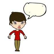 cartoon woman shrugging shoulders with speech bubble N281