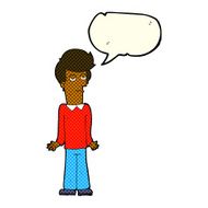 cartoon bored man shrugging shoulders with speech bubble N6