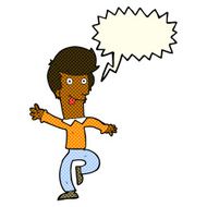 cartoon man dancing with speech bubble N3